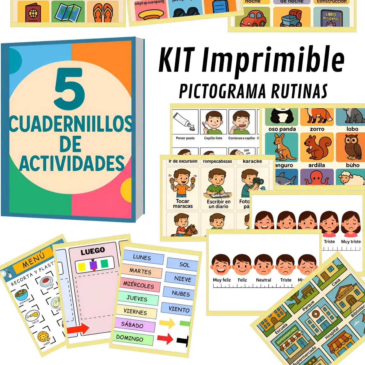 Kit Imprimible Pictogramas Y Cuadernillos Tea/tdah/no Verbal
